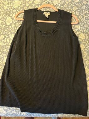 Avenue Black Beaded Scoop Neck Tank